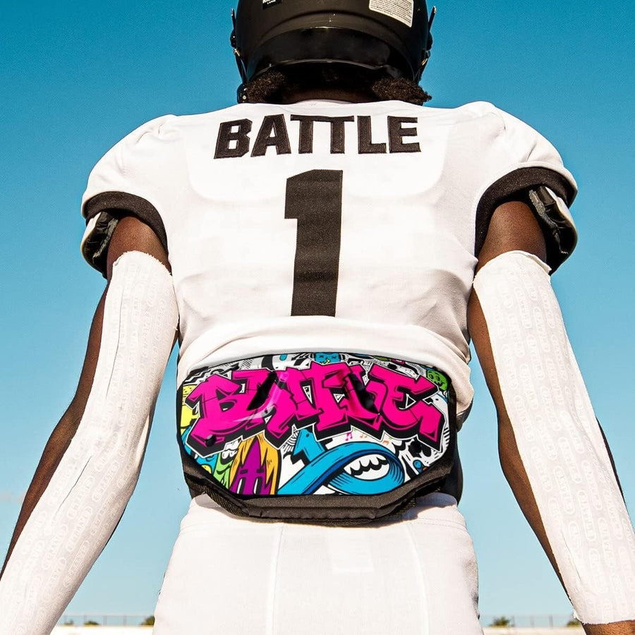 Football player wearing turf tape 