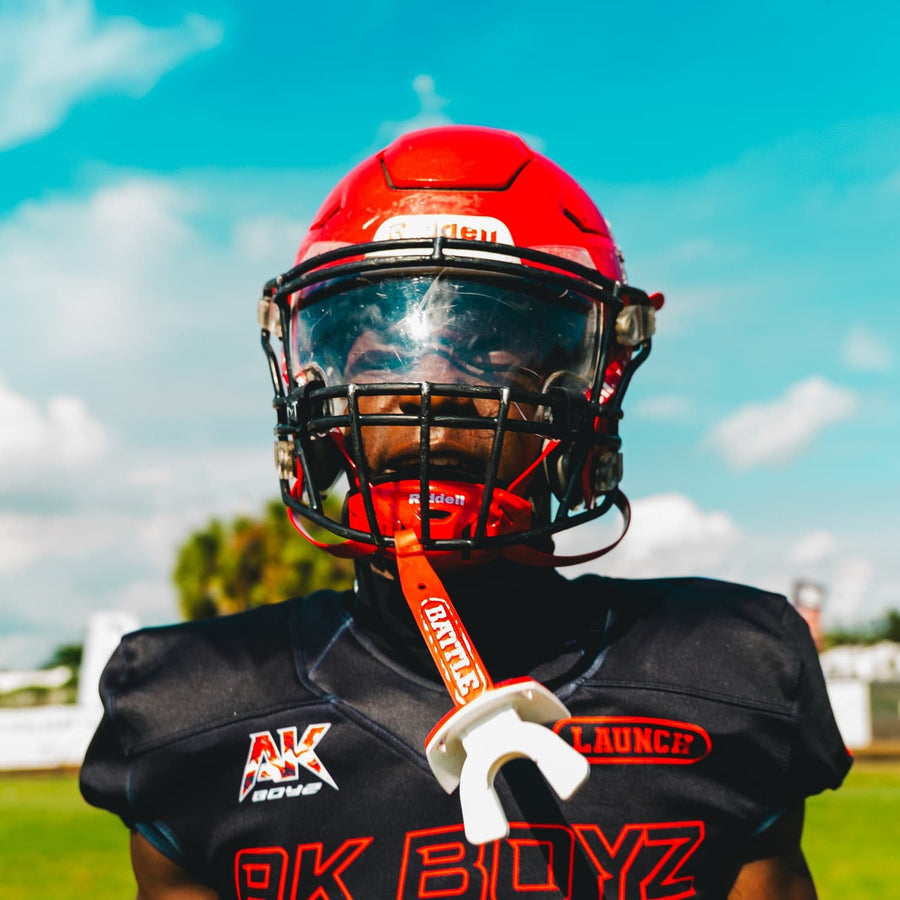 Player wearing football helmet