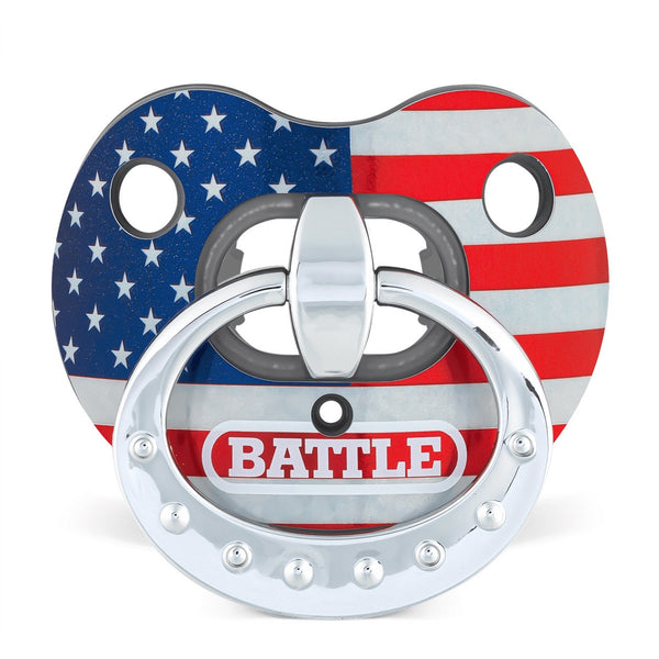 Red / White / Blue; binky football mouthpiece, binky, pacifier, diamond, diamonds, mouthguard, mouth guard, mouth piece