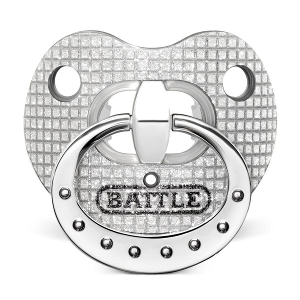 Silver; binky football mouthpiece, binky, pacifier, diamond, diamonds, mouthguard, mouth guard, mouth piece