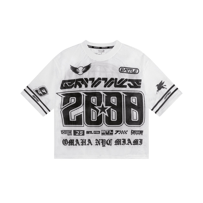 White t-shirt with graphics