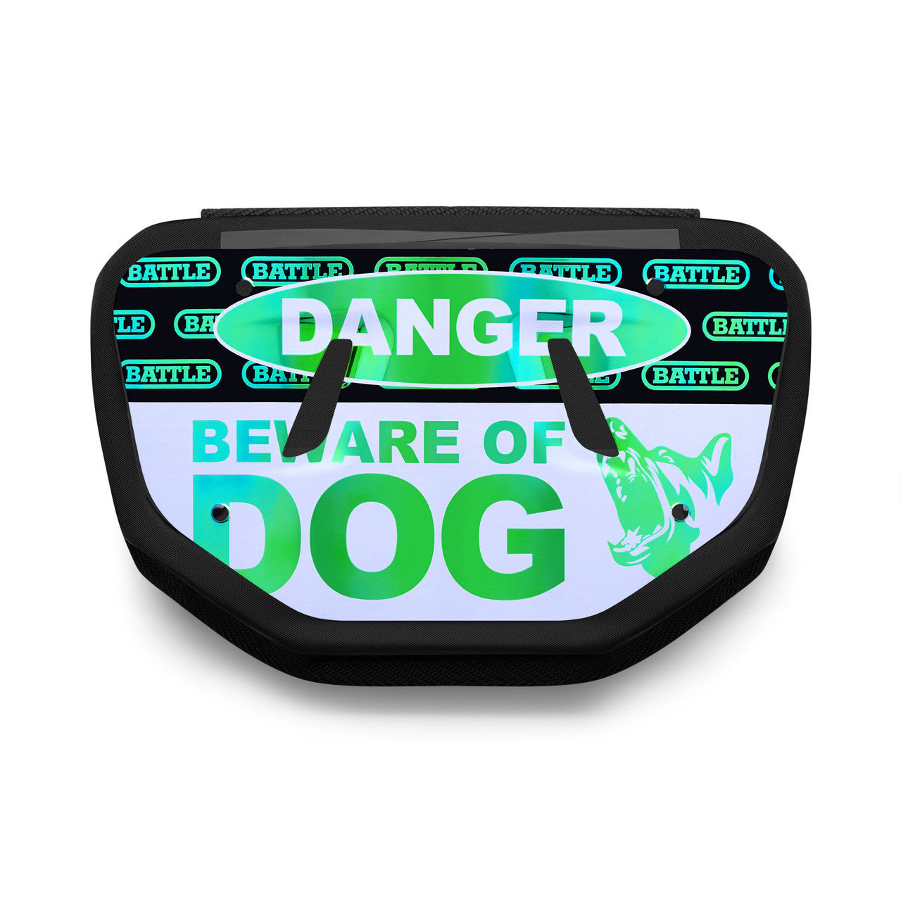 Iridescent Beware of Dog Football Back Plate | Battle Sports