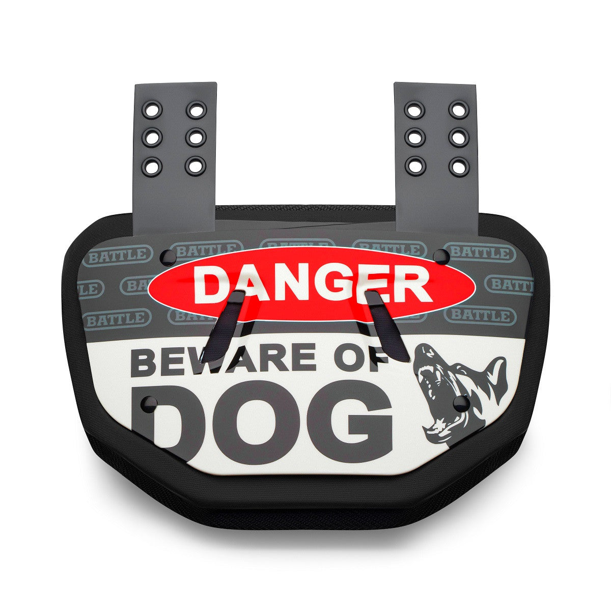Beware of Dog Football Back Plate- Adult & Youth | Battle Sports
