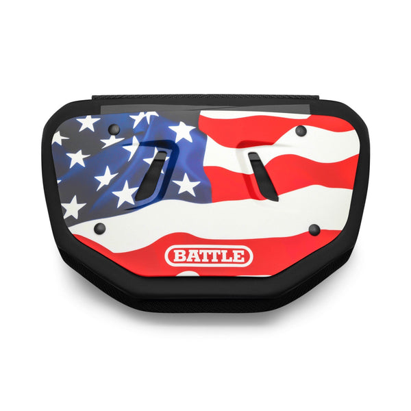 Red/White/Blue; American Flag 2.0 Chrome Football Back Support for Adults and Youth.