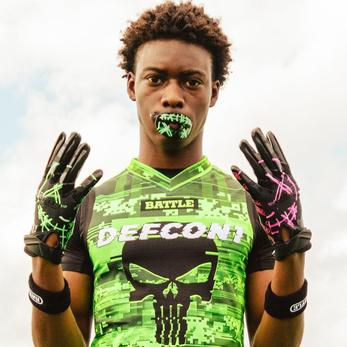 Nightmare 2.0 Cloaked Receiver Football Gloves by Battle Sports