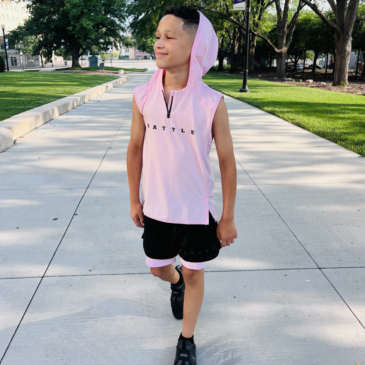 Kid's Sleeveless Sweatshirt Hoodie Casual Zip-Up Sweatshirt Drawstring Tank Top - Foto 3