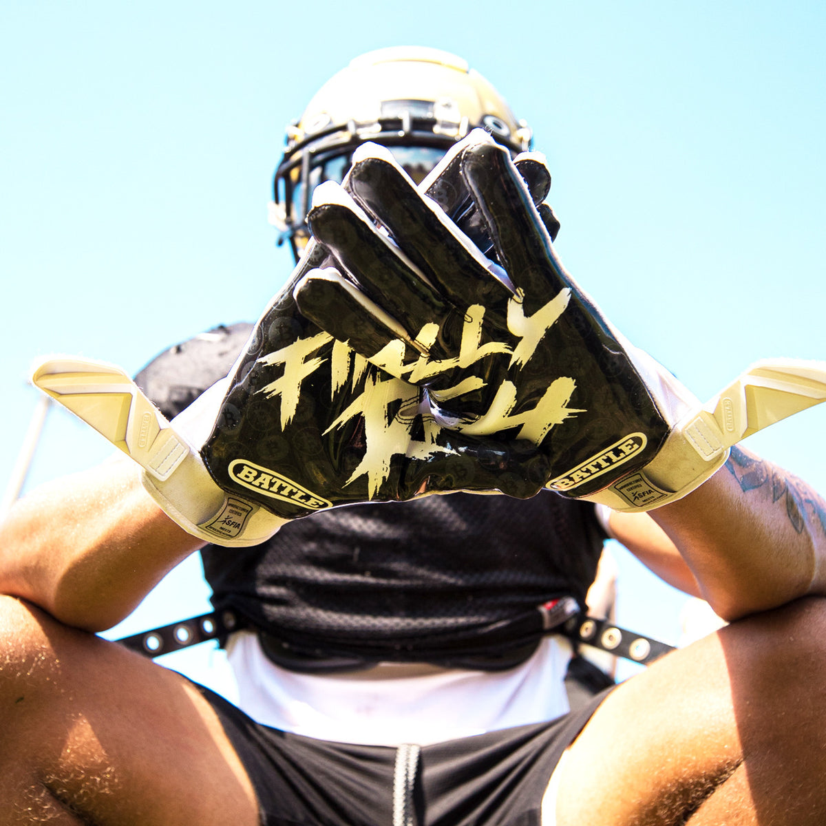 football gloves on helmet Finally Rich" Receiver Football Gloves