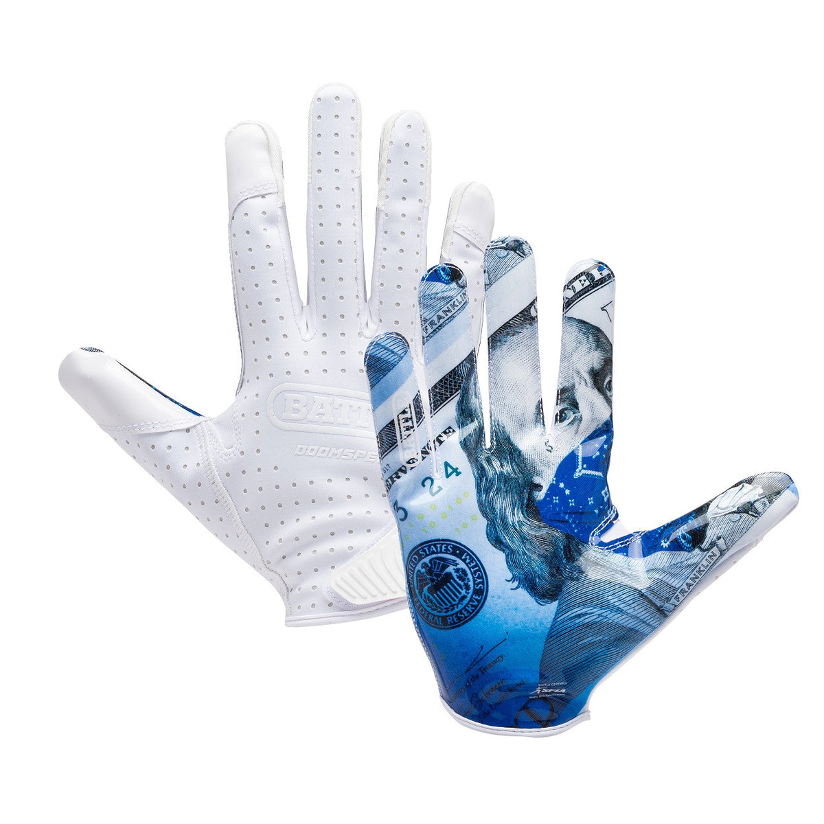 Blue Strips Doom Speed Receiver Football Gloves Battle Sports