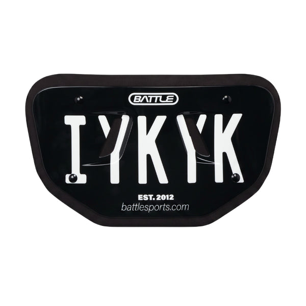 Black mouthguard with 'I YK YK' text and Battle logo on a white background