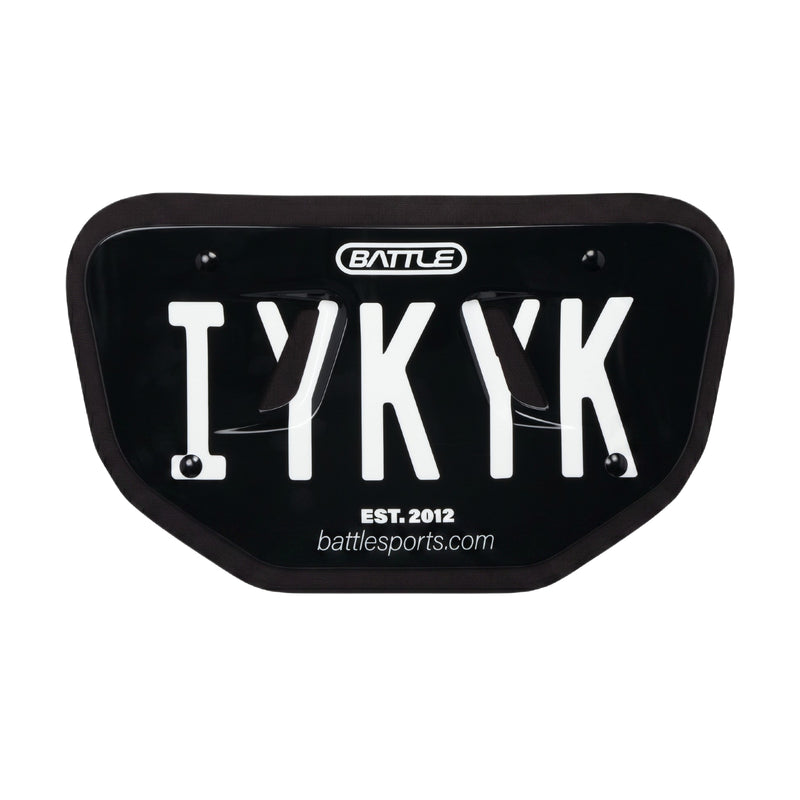Black mouthguard with 'I YK YK' text and Battle logo on a white background