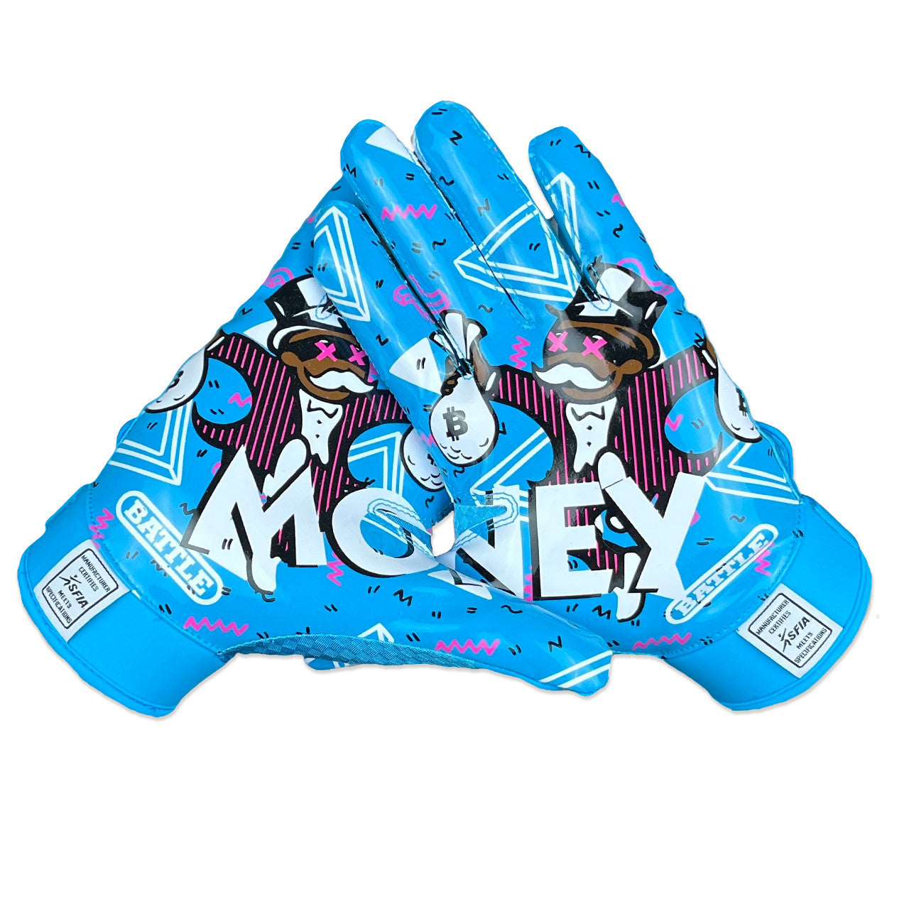 Money Man Football Receiver Gloves Adult Youth Sizes