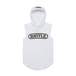 White/Black; Battle Sports Light Action Sleeveless Athletic Hoodie