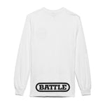Back of shirt - White; Battle Sports Badge Bottom Rocker Long Sleeve T-Shirt - Adult and Youth