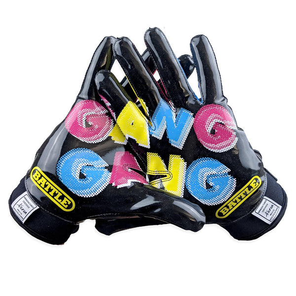 Black; Adult Gang Gang Football Receiver Gloves For Football