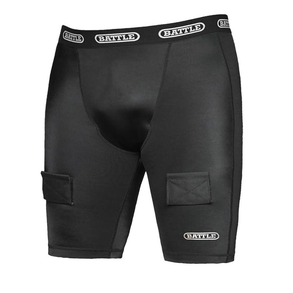 Black; Hockey Compression Shorts for Men