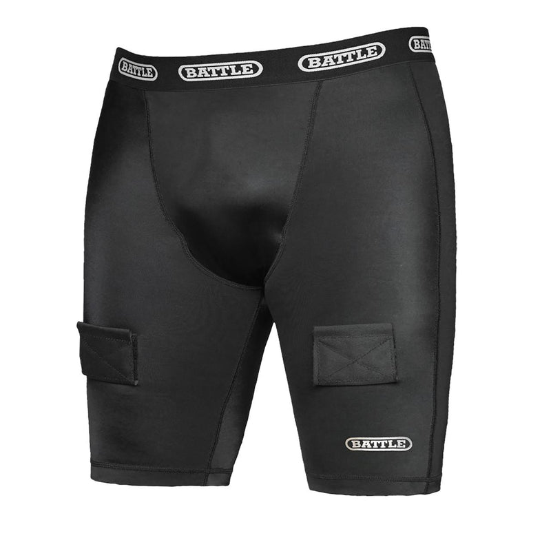 Black; Hockey Compression Shorts for Men