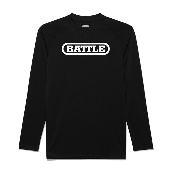 Black; Men's Performance Long Sleeve Shirt With Prominent BIG Battle Logo