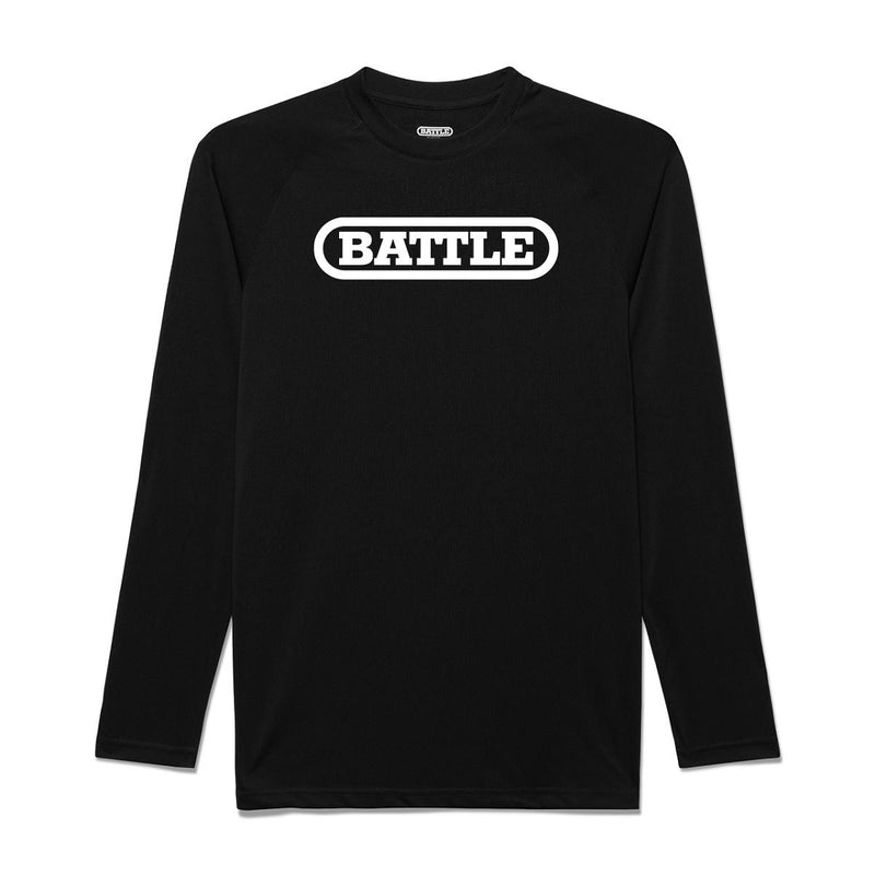 Black; Men's Performance Long Sleeve Shirt With Prominent BIG Battle Logo