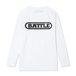White; Men's Performance Long Sleeve Shirt With Prominent BIG Battle Logo