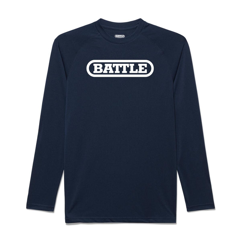 Navy; Men's Performance Long Sleeve Shirt With Prominent BIG Battle Logo