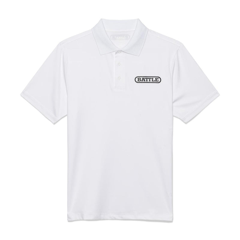 White; Battle Sports Athletic Fit Polo Shirt