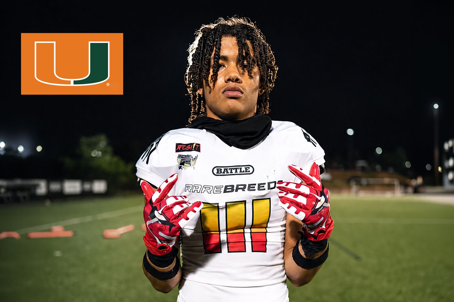 Brysen Wright in a Rare Breeds number 111 jersey after his first scholarship offer