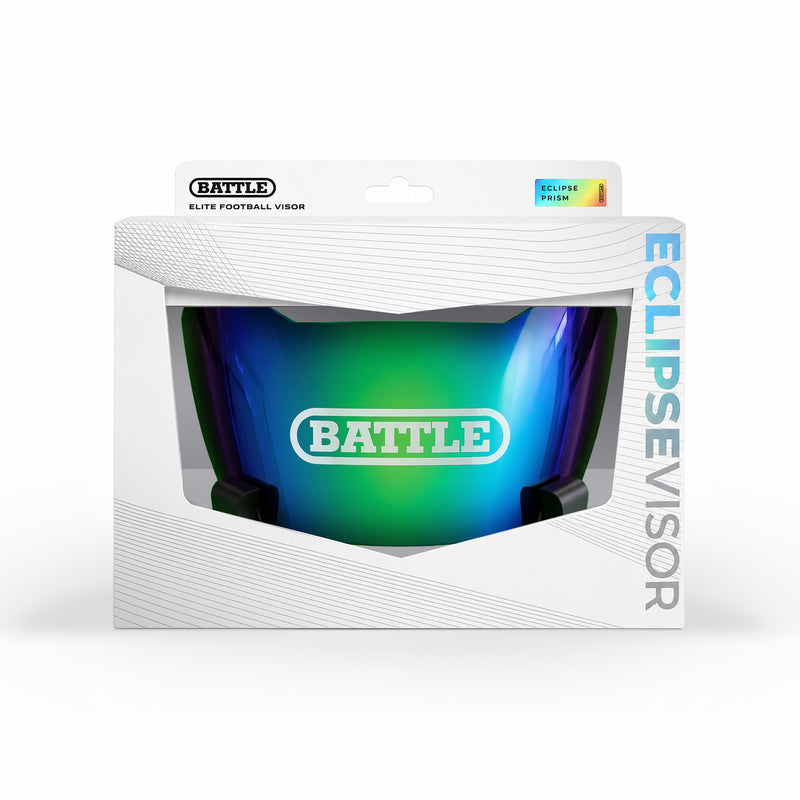 Battle Eclipse Elite Football Visor in prism green with anti-fog and UV protection.