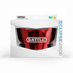 Battle Eclipse Prism Red football helmet visor with anti-fog and UV protection, tool-less install.