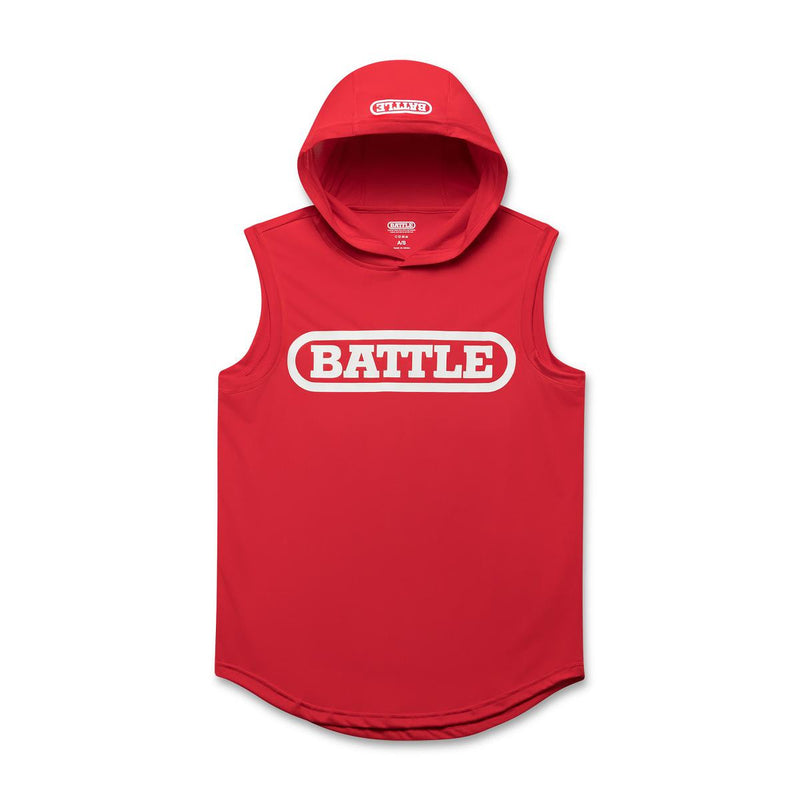 Red; Battle Sports Light Action Sleeveless Athletic Hoodie
